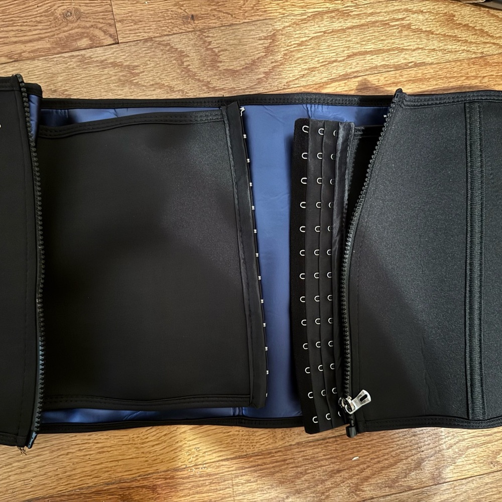 Black Waist Trainer Belt with Zipper and Hook Closure